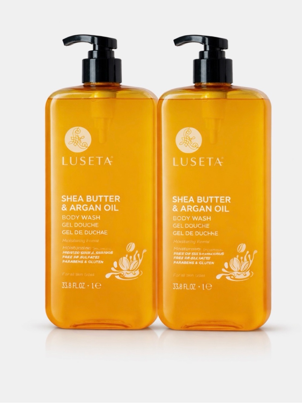 Luseta Shea Butter & Argan Oil Body Wash Duo 33.8 oz Each Hydrating Sulfate Free
